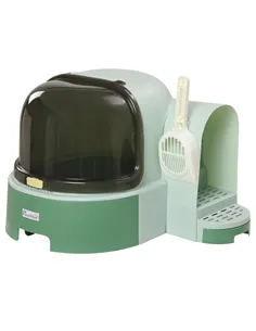 PawHut 2 in 1 Cat Litter Box, with Drawer Pans, Scoop, Openable Cover - Green
