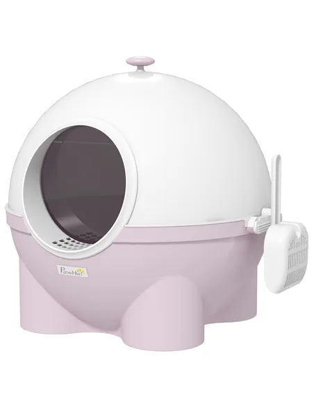 PawHut Large Cat Litter Box, with Scoop, Front Entrance, 53 x 51 x 48cm - Pink