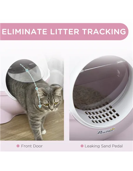 PawHut Large Cat Litter Box, with Scoop, Front Entrance, 53 x 51 x 48cm - Pink