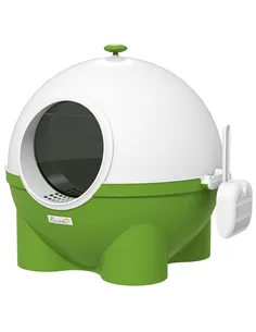 PawHut Large Cat Litter Box, with Scoop, Front Entrance, 53 x 51 x 48cm -Green
