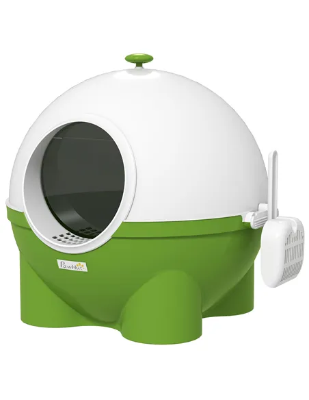 PawHut Large Cat Litter Box, with Scoop, Front Entrance, 53 x 51 x 48cm -Green