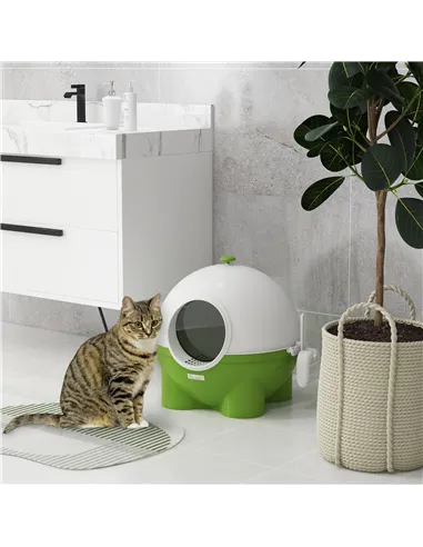 PawHut Large Cat Litter Box, with Scoop, Front Entrance, 53 x 51 x 48cm -Green
