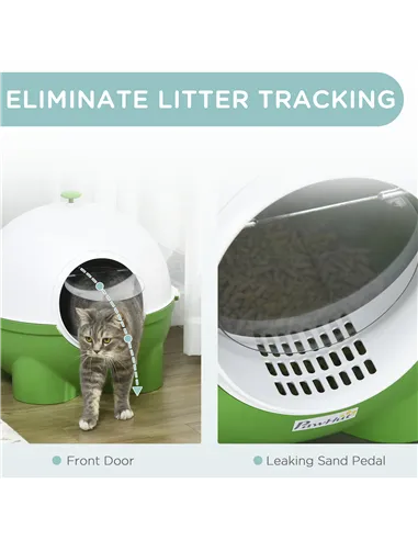 PawHut Large Cat Litter Box, with Scoop, Front Entrance, 53 x 51 x 48cm -Green