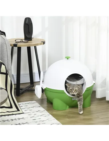 PawHut Large Cat Litter Box, with Scoop, Front Entrance, 53 x 51 x 48cm -Green