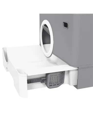 PawHut Enclosed Cat Litter Box, with Lid, Front Entry, Top Exit, Pull-Out Tray, Scoop - Grey