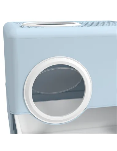 PawHut Enclosed Cat Litter Box, with Lid, Front Entry, Top Exit, Pull-Out Tray, Scoop - Blue