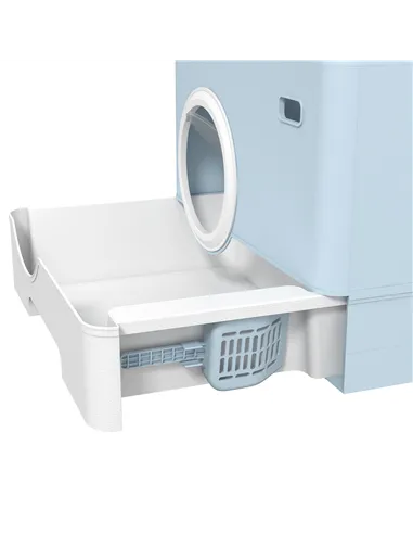 PawHut Enclosed Cat Litter Box, with Lid, Front Entry, Top Exit, Pull-Out Tray, Scoop - Blue