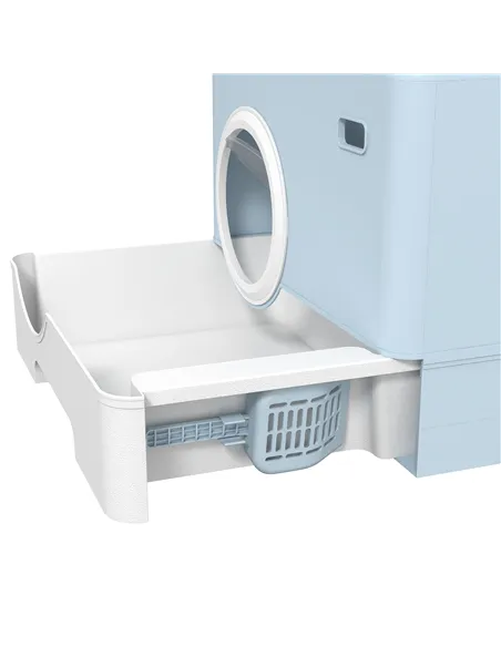 PawHut Enclosed Cat Litter Box, with Lid, Front Entry, Top Exit, Pull-Out Tray, Scoop - Blue