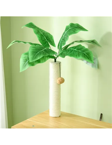 PawHut 2-in-1 Hidden Cat Litter Box, Green Leaf Cat Tree, with House, Ladder, Scratching Posts, Platforms, Indoors -Oak