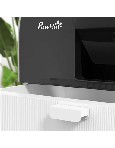 PawHut Hooded Cat Litter Box, Kitten Litter Tray, with Lid, Scoop, Filter, Flap Door, Light Grey