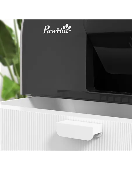PawHut Hooded Cat Litter Box, Kitten Litter Tray, with Lid, Scoop, Filter, Flap Door, Light Grey