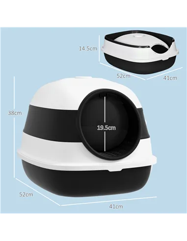 PawHut Foldable Cat Litter Tray with Lid, Deodorant, Scoop, Black