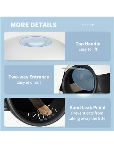 PawHut Foldable Cat Litter Tray with Lid, Deodorant, Scoop, Black