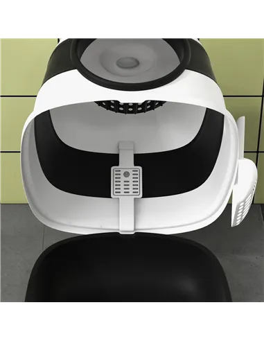 PawHut Foldable Cat Litter Tray with Lid, Deodorant, Scoop, Black