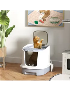 PawHut Cat Litter Box with Lid, Scoop, Deodorisation Bags, Top Entry 2