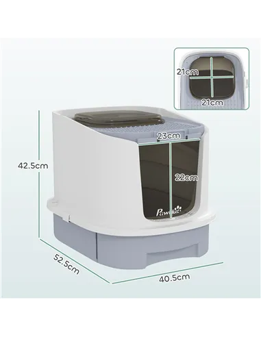 PawHut Cat Litter Box with Lid, Scoop, Deodorisation Bags, Top Entry