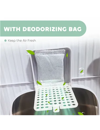 PawHut Cat Litter Box with Lid, Scoop, Deodorisation Bags, Top Entry