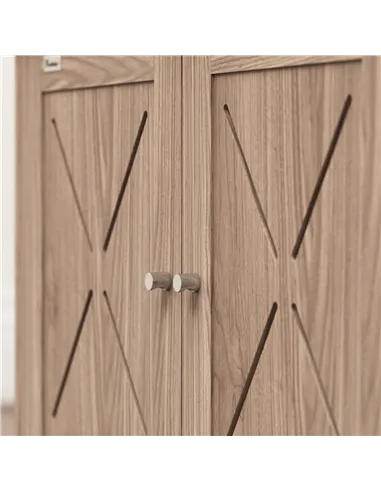 PawHut Cat Litter Box Enclosure with Double Doors and Side Entrance, Non-Slip Pads for Living Room, Walnut Brown