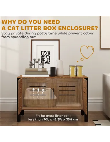 PawHut Cat Litter Box Enclosure with Tall Legs, Scratching Board, Double Doors, Ventilation Holes, 80 x 45 x 50 cm, Dark Brown