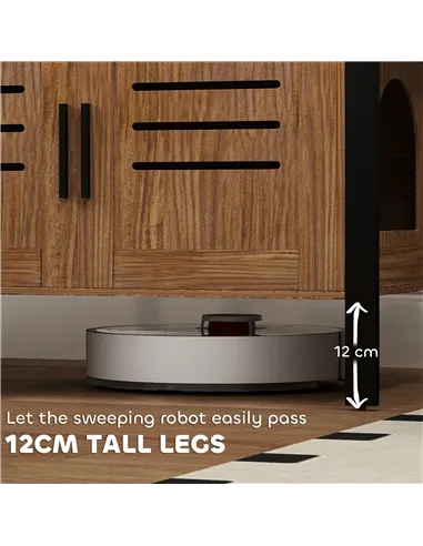 PawHut Cat Litter Box Enclosure with Tall Legs, Scratching Board, Double Doors, Ventilation Holes, 80 x 45 x 50 cm, Dark Brown