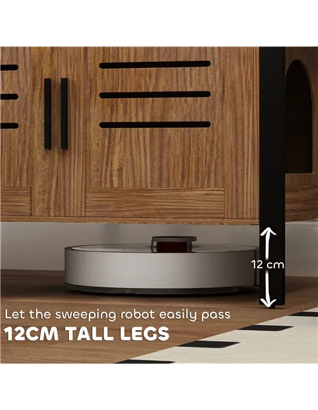 PawHut Cat Litter Box Enclosure with Tall Legs, Scratching Board, Double Doors, Ventilation Holes, 80 x 45 x 50 cm, Dark Brown