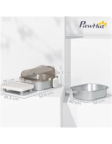 PawHut Stainless Steel Litter Box with Lid, High Wall Sided Enclosure, Pedal, Scoop, Non-Sticky, Anti-Leakage, Easy Cleaning