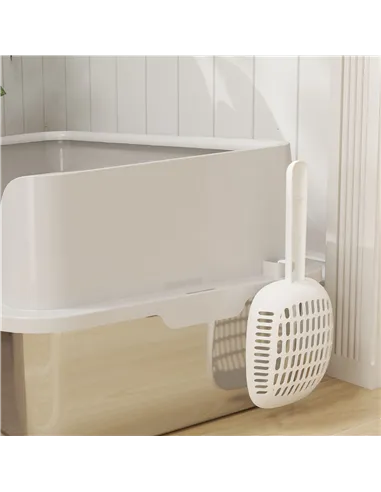 PawHut Stainless Steel Litter Box with Detachable Rim, Scoop, Easy Cleaning, Odour-Resistant, 60 x 40 x 28 cm