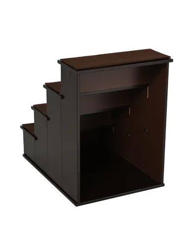 PawHut 4 Step Wooden Dog Steps Pet Stairs for Dogs, Cat Ladder for Bed Couch with Non-Slip Carpet 40 x 59 x 54.2 cm, Dark brown