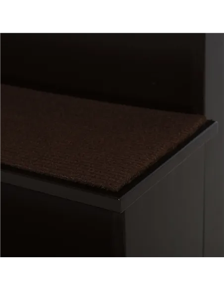 PawHut 4 Step Wooden Dog Steps Pet Stairs for Dogs, Cat Ladder for Bed Couch with Non-Slip Carpet 40 x 59 x 54.2 cm, Dark brown