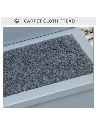 PawHut 3 Step Wooden Dog Steps Pet Stairs for Dogs, Cat Ladder for Bed Couch with Storage Grey