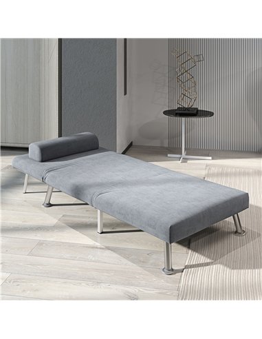 HOMCOM Single Velvet-Feel Sleeper Chair - Grey