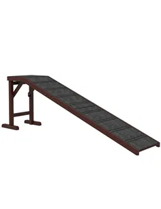PawHut Pet Ramp for Dogs Cats  Non-Slip Carpet Top Platform - Brown & Grey