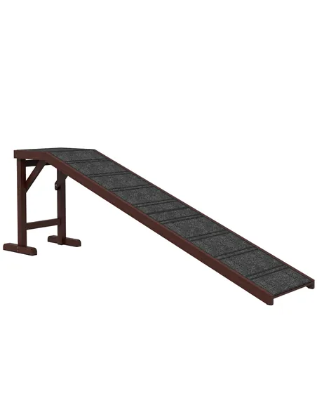 PawHut Pet Ramp for Dogs Cats  Non-Slip Carpet Top Platform - Brown & Grey