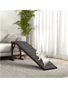 PawHut Pet Ramp for Dogs Cats  Non-Slip Carpet Top Platform - Brown & Grey 2
