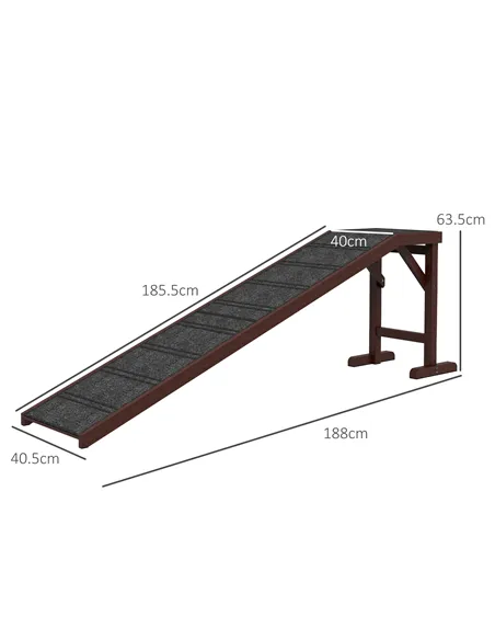 PawHut Pet Ramp for Dogs Cats  Non-Slip Carpet Top Platform - Brown & Grey
