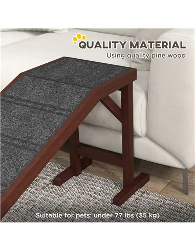 PawHut Pet Ramp for Dogs Cats  Non-Slip Carpet Top Platform - Brown & Grey