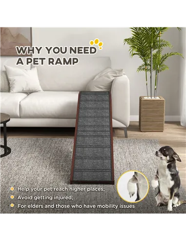 PawHut Pet Ramp for Dogs Cats  Non-Slip Carpet Top Platform - Brown & Grey