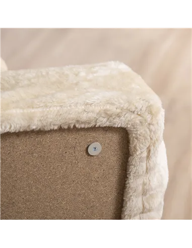 PawHut Four-Step Dog Stairs, with Washable Plush Cover, for High Bed Sofa, Dog Stairs for Small Dog and Cat - Beige