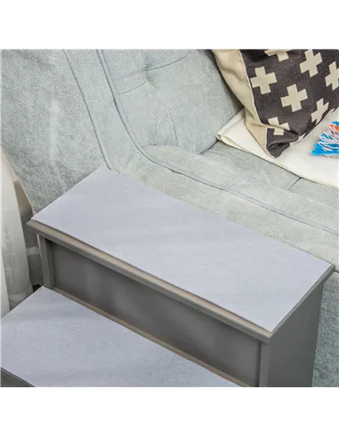 PawHut 4 Step Wooden Dog Steps Pet Stairs for Dogs, Cat Ladder for Bed Couch with Non-Slip Carpet 40 x 59 x 54.2 cm, Grey