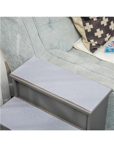 PawHut 4 Step Wooden Dog Steps Pet Stairs for Dogs, Cat Ladder for Bed Couch with Non-Slip Carpet 40 x 59 x 54.2 cm, Grey