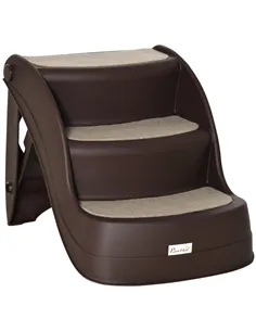 PawHut Foldable Pet Stairs Portable Dog Steps 3-Step Design with Non-slip Mats for High Beds, Sofas, 49 x 38 x 38 cm, Brown