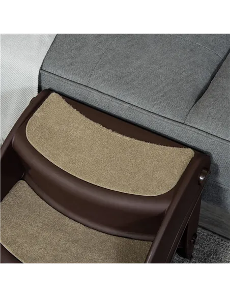 PawHut Foldable Pet Stairs Portable Dog Steps 3-Step Design with Non-slip Mats for High Beds, Sofas, 49 x 38 x 38 cm, Brown