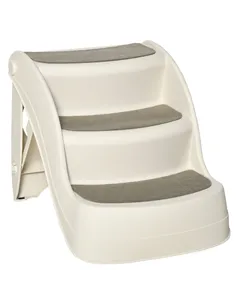 PawHut Foldable Pet Stairs Portable Dog Steps 3-Step Design with Non-slip Mats for High Beds, Sofas, 49 x 38 x 38 cm, Cream