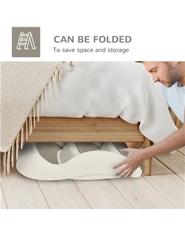 PawHut Foldable Pet Stairs Portable Dog Steps 3-Step Design with Non-slip Mats for High Beds, Sofas, 49 x 38 x 38 cm, Cream