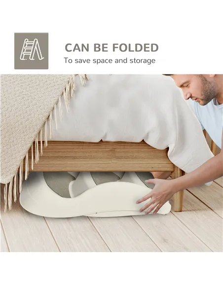 PawHut Foldable Pet Stairs Portable Dog Steps 3-Step Design with Non-slip Mats for High Beds, Sofas, 49 x 38 x 38 cm, Cream