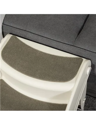 PawHut Foldable Pet Stairs Portable Dog Steps 3-Step Design with Non-slip Mats for High Beds, Sofas, 49 x 38 x 38 cm, Cream