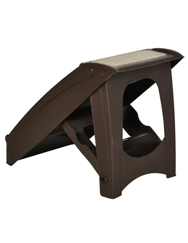 PawHut Foldable Four-Step Pet Stairs, for Cats, Small Miniature Dogs, with Non-Slip Mats 62 x 38 x 49.5cm - Brown