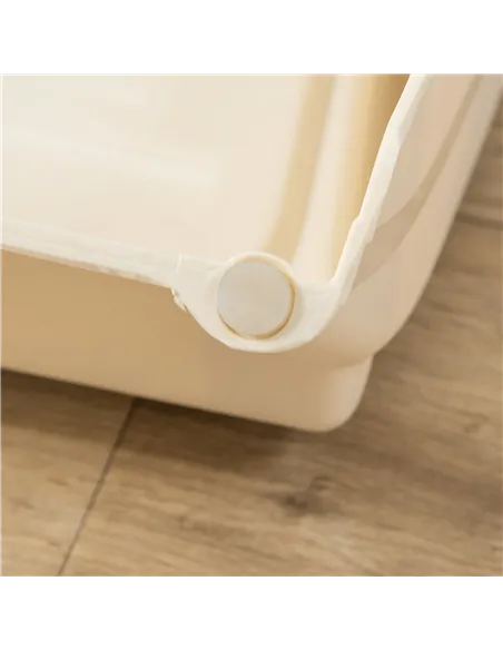 PawHut Foldable Four-Step Pet Stairs, for Cats, Small Miniature Dogs, with Non-Slip Mats 62 x 38 x 49.5cm - Beige