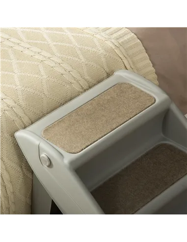 PawHut Foldable Four-Step Pet Stairs, for Cats, Small Miniature Dogs, with Non-Slip Mats 62 x 38 x 49.5cm - Grey