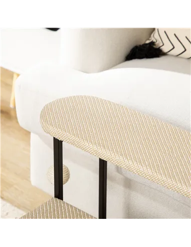 PawHut Three-Step Pet Stairs, with Sisal Scratching Board, Toy Hanging Ball, Steel Frame